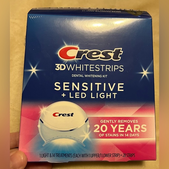 Crest 3DWhitestrips Sensitive + LED Light At-Home Teeth Whitening Kit Sealed Box - Picture 2 of 8